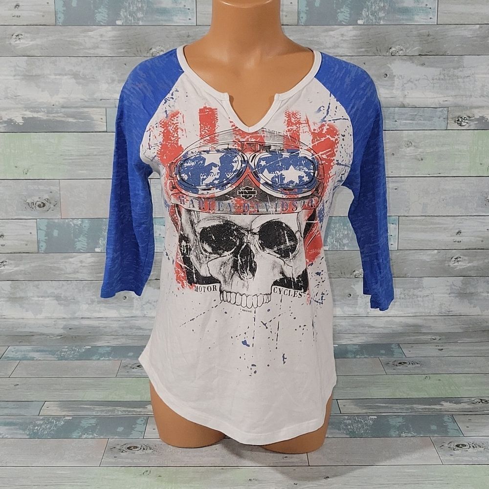 Harley-Davidson Skull Shirt/Top sz Medium